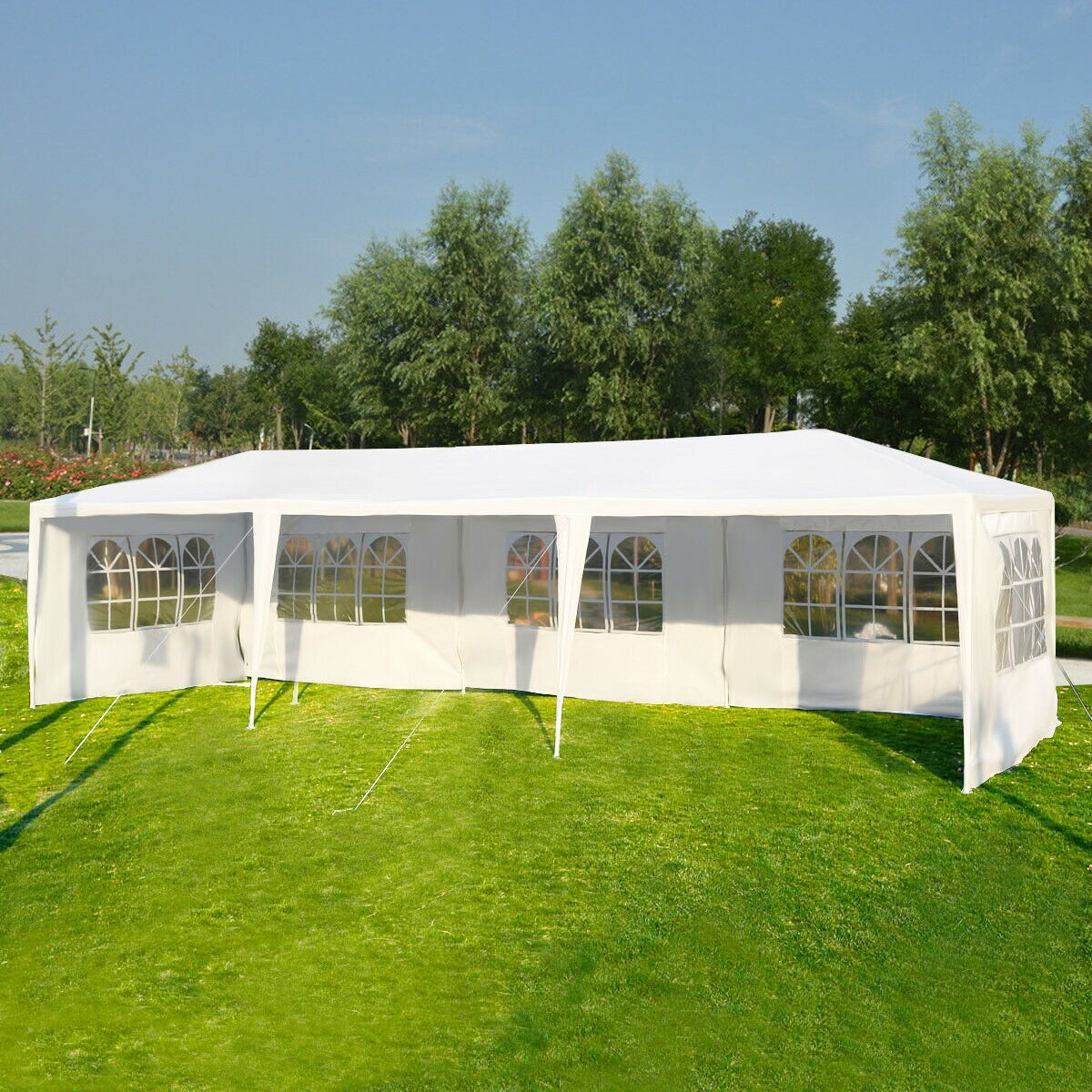 Costway 10&#x27;x30&#x27; Party Wedding Tent Event Canopies Heavy Duty Pavilion 5 Sidewall 44lbs