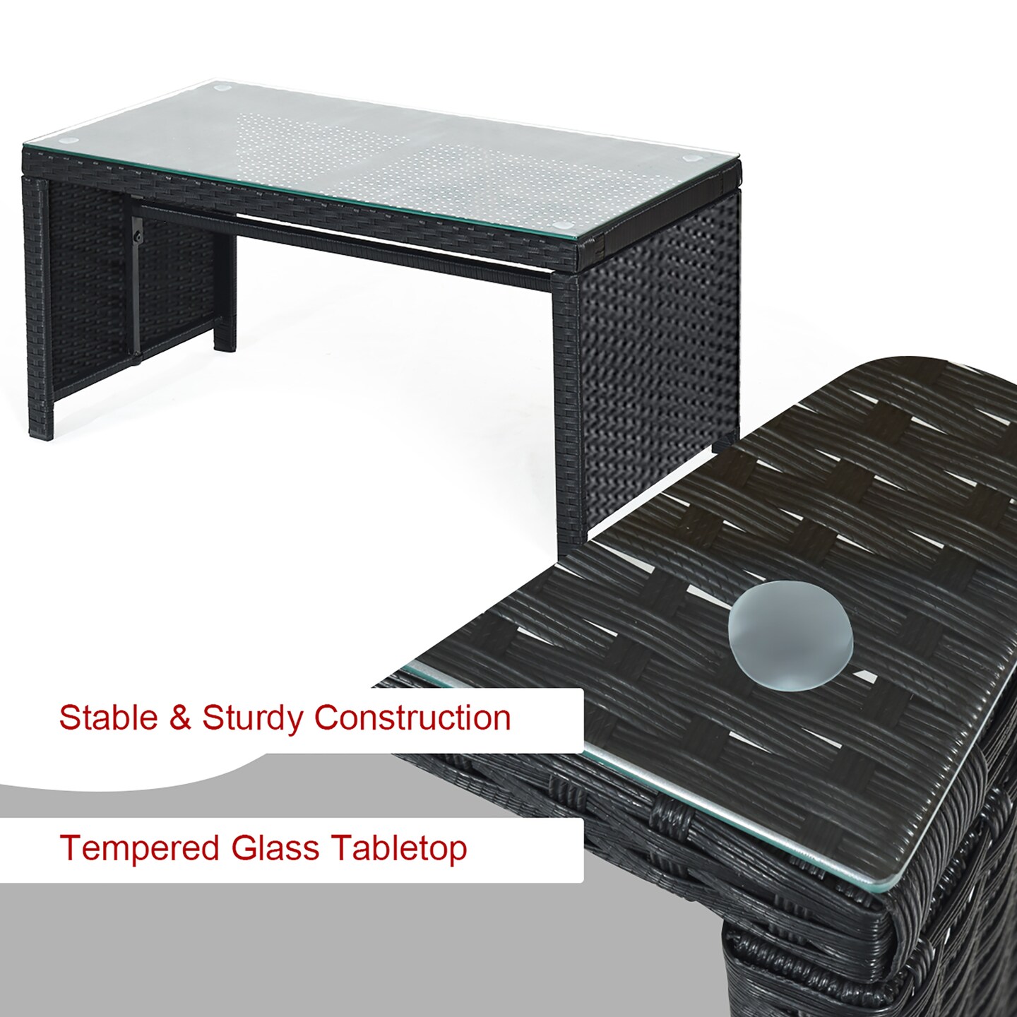Costway 8PCS Patio Rattan Furniture Conversation Set Cushion Sofa Table Garden Turquoise\Navy\Black\Red
