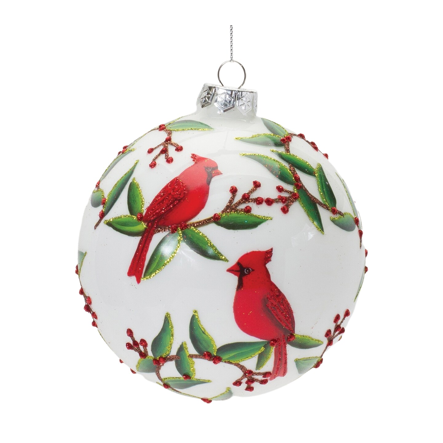 Melrose Glittered Cardinal Glass Christmas Ball Ornaments - 5" (130mm) - Multi-Color - 6ct