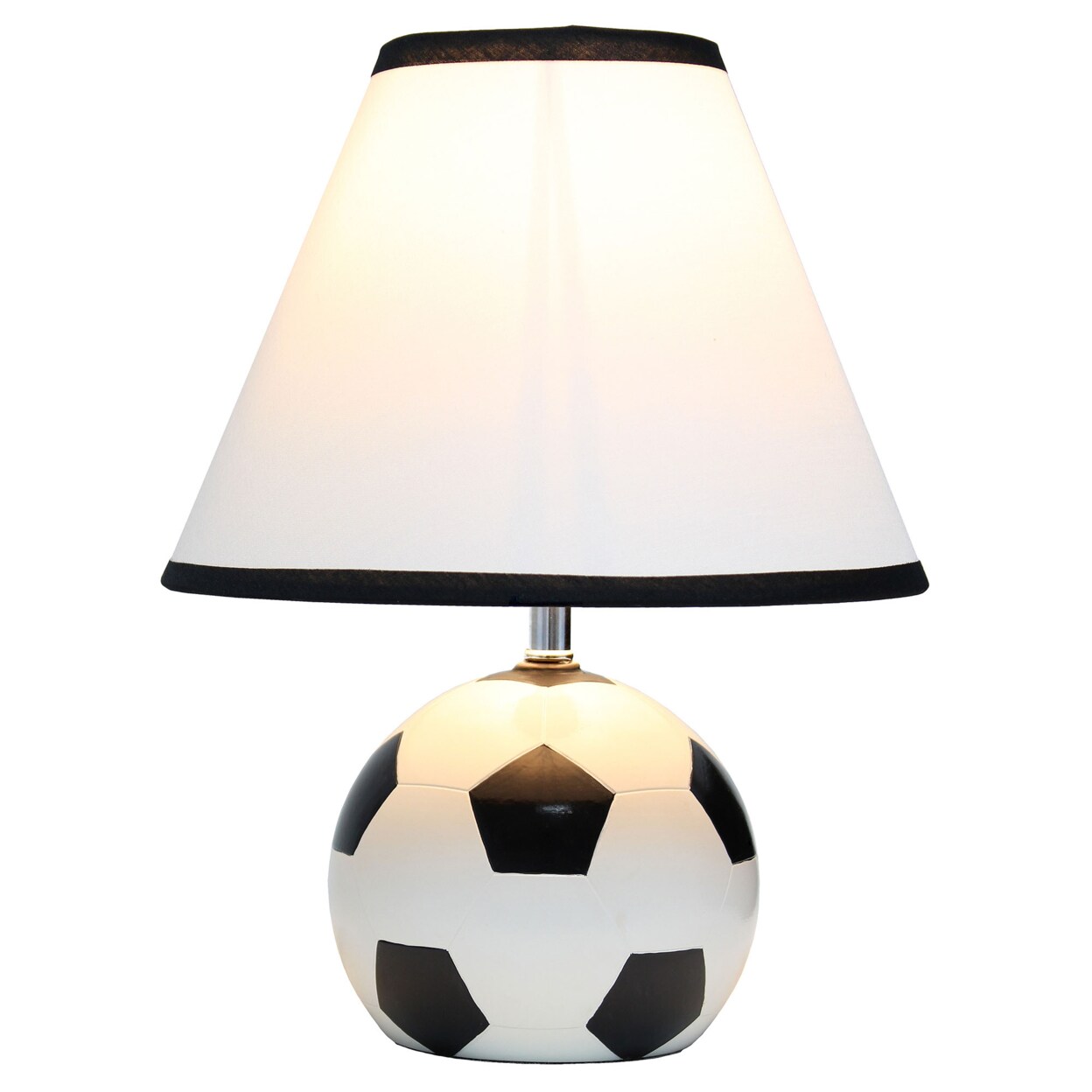 Simple Designs SportsLite 11.5" Tall Athletic Sports Soccer Ball Base Ceramic Bedside Table Desk Lamp with White Empire Fabric Shade