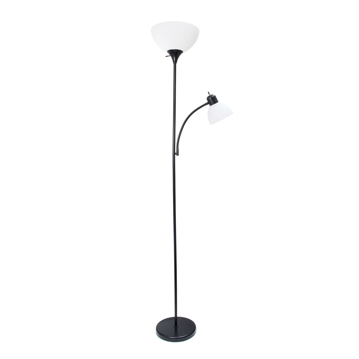 Creekwood Home Essentix 71.5&#x22; Tall Traditional 2 Light Mother Daughter Metal Floor Lamp With Torchiere And Reading Light Plastic Shades