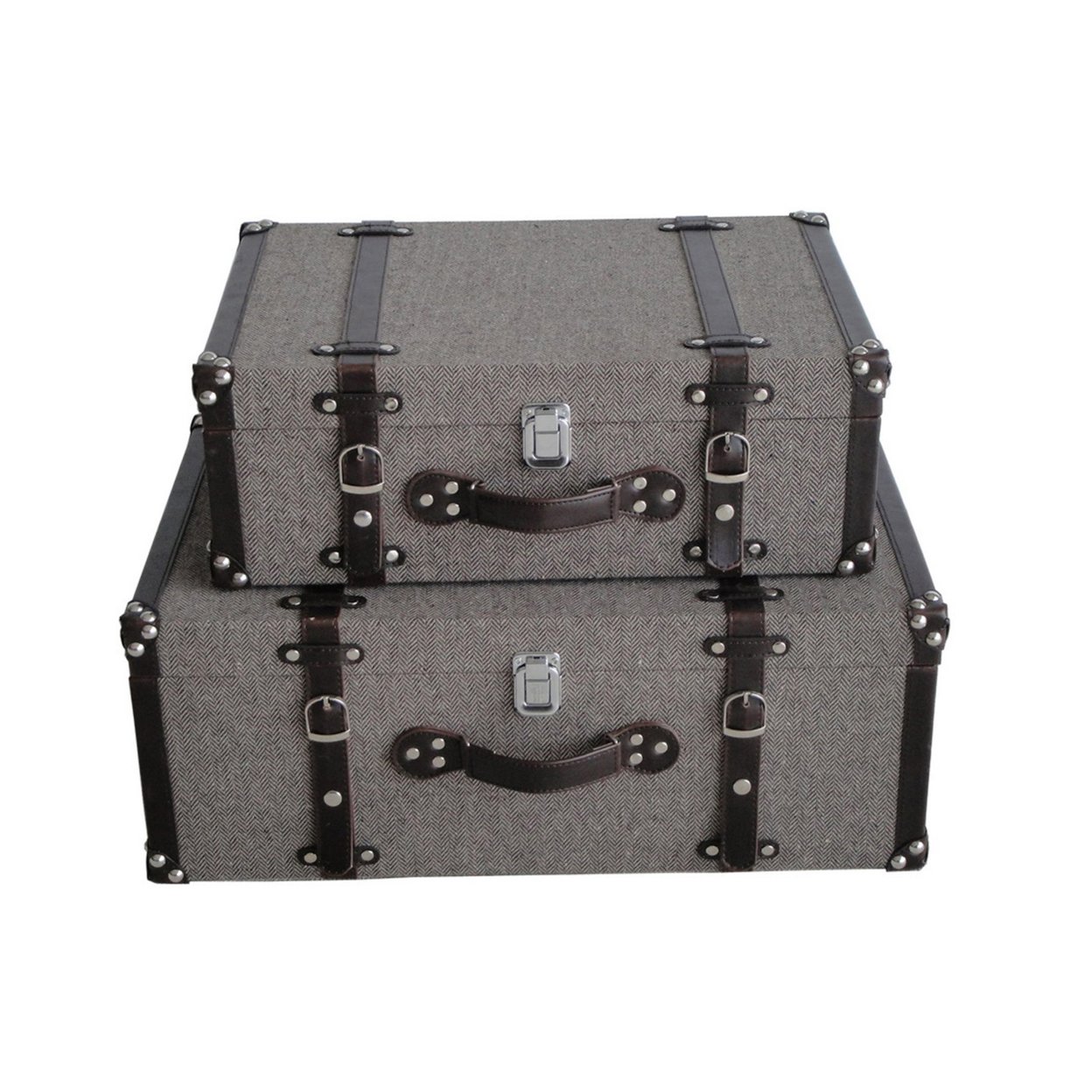 Screen Gems Home Decorative Mandalay Tweed Storage Suitcases - Grey