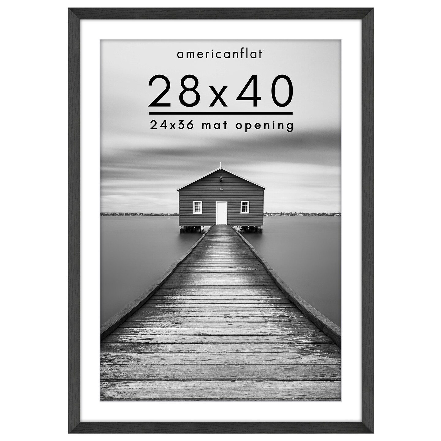 Americanflat Picture Frame with Wide Molding with Mat - Modern Wide Picture Frame - Plexiglass Cover - Hanging Hardware - Includes Easel