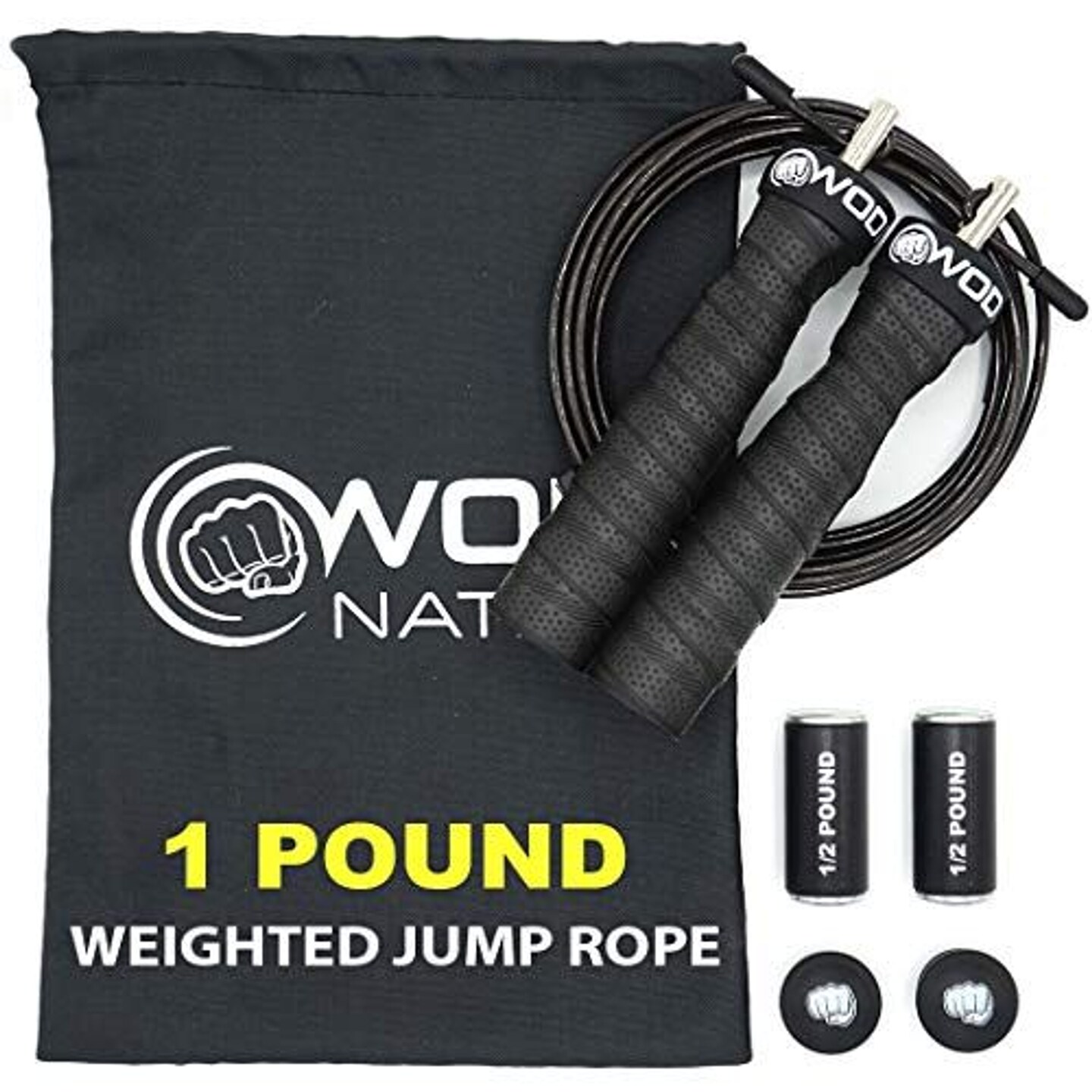Weighted Jump Rope for Women &#x26; Men - 1 Pound (1LB) Adjustable Heavy Speed Jump Rope Handles with Removable Weights, Cross Training, Boxing.