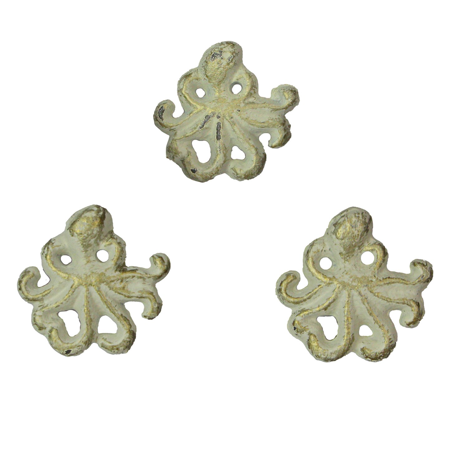 Rustic Cast Iron Octopus Drawer Pull Decorative Cabinet Knob Nautical Set of 6