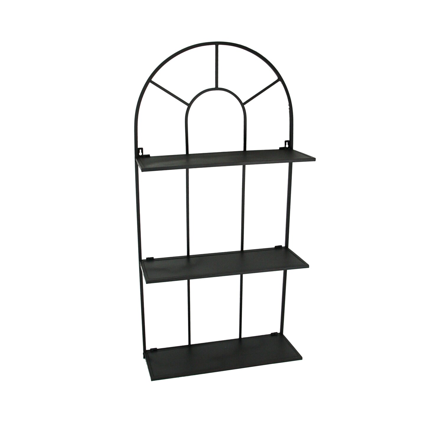 Black Metal 3 Tier Wall Hanging Shelf Decorative Arch Frame Shelving Decor
