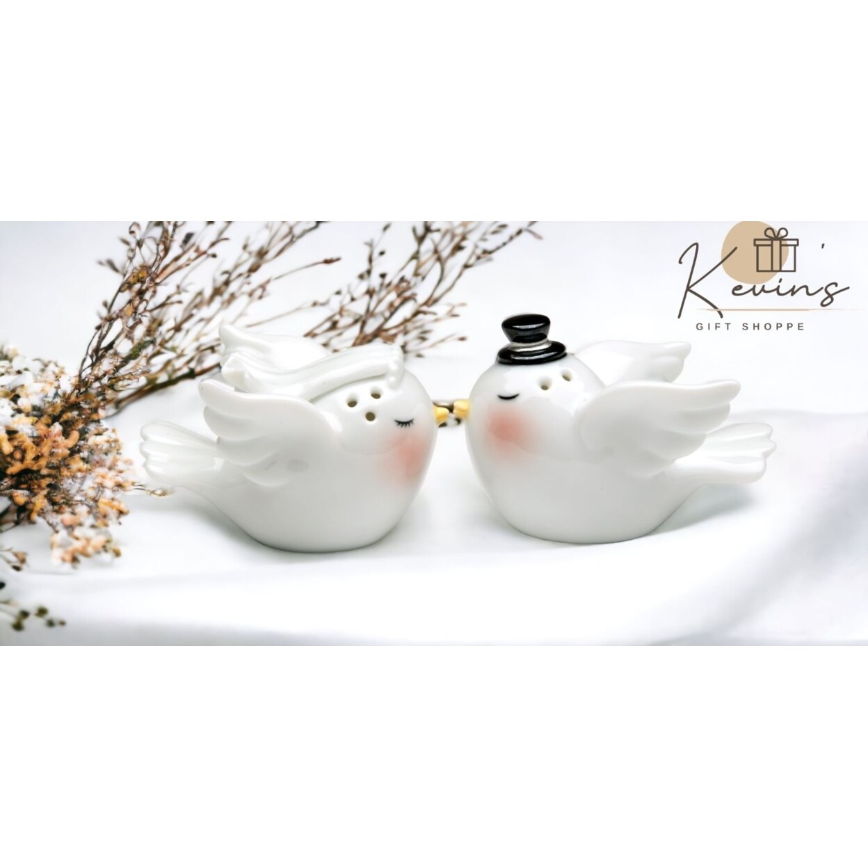 kevinsgiftshoppe Bride and Groom Dove Birds Salt and Pepper Shakers Wedding Decor or Gift Wedding Favor Anniversary Decor or Gift Kitchen