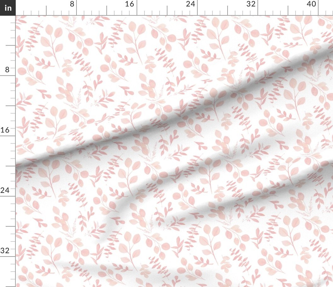 Watercolor Leaves Blush Pink Eucalyptus Botanical Nature Pastel Custom Printed Fabric by Spoonflower Various Fabrics by the Yard or Fat Quarter