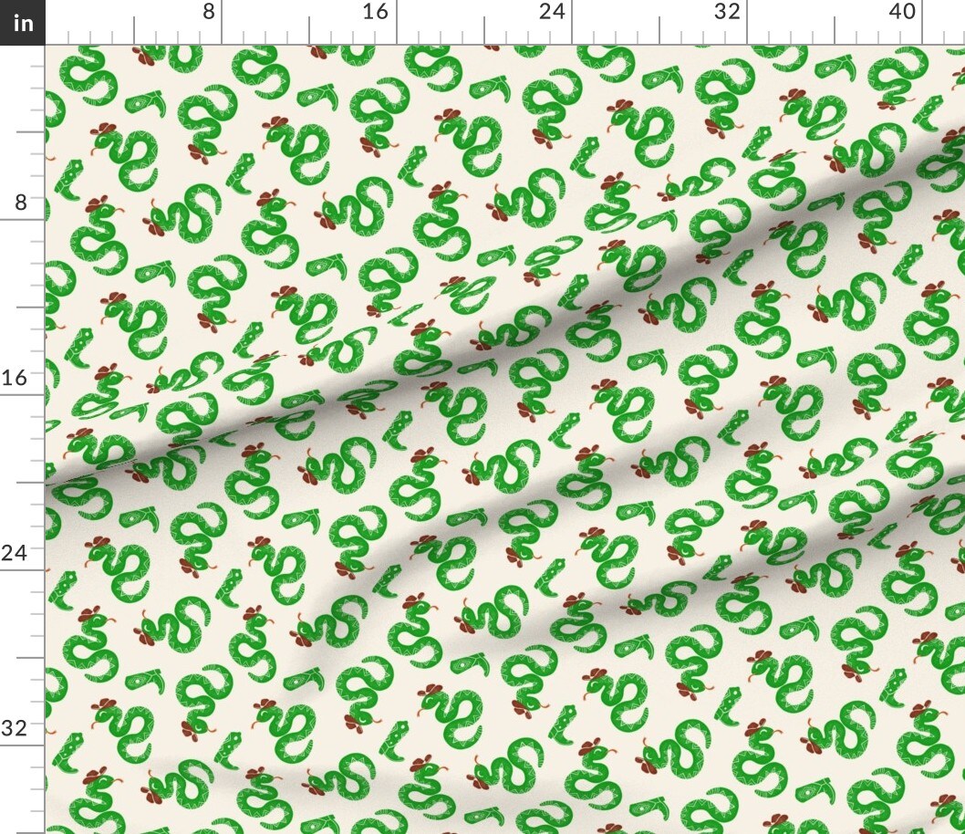 Whimsical Western Snakes Cowboy Hat Cute Desert Southwest Green Custom Printed Fabric by Spoonflower Various Fabrics by the Yard or Fat Quarter