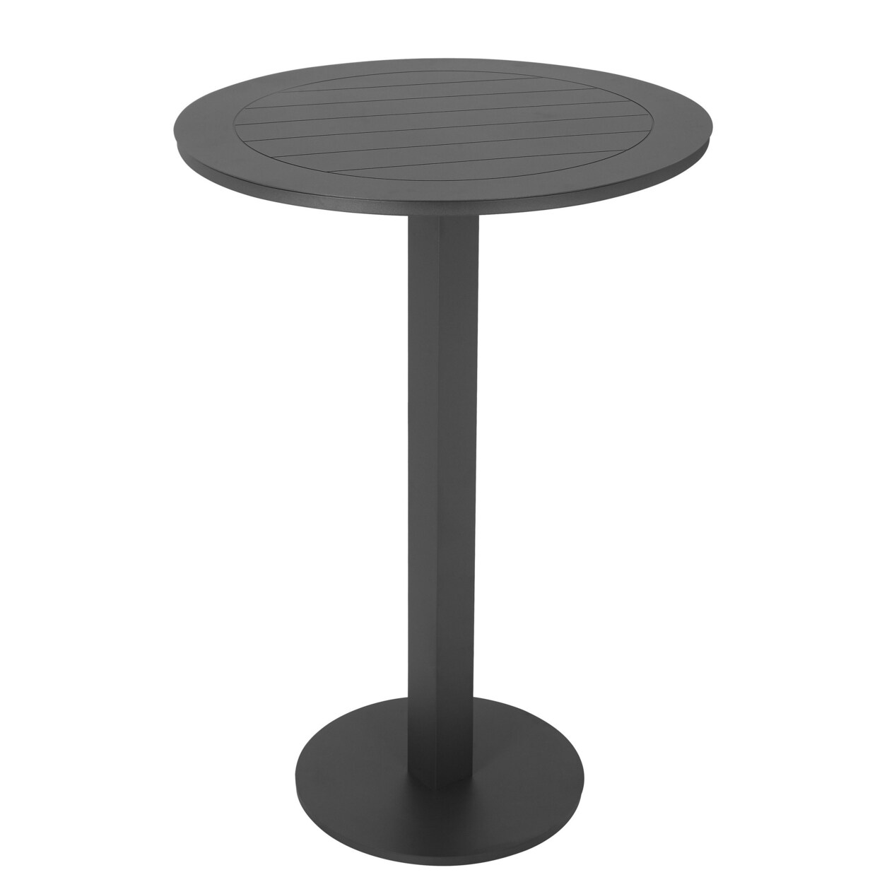 Saltoro Sherpi Keli 43 Inch Outdoor Bar Table, Smooth Gray Aluminum, Foldable Design-