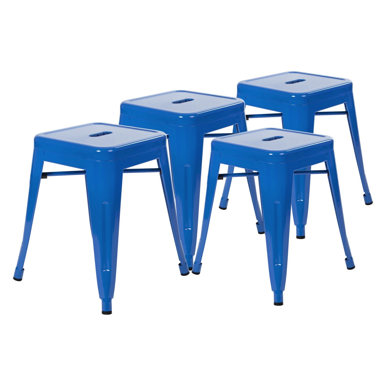 Flash Furniture 18&#x22; Table Height Stool, Stackable Backless Metal Indoor Dining Stool, Commercial Grade Restaurant Stool in Royal Blue - Set of 4
