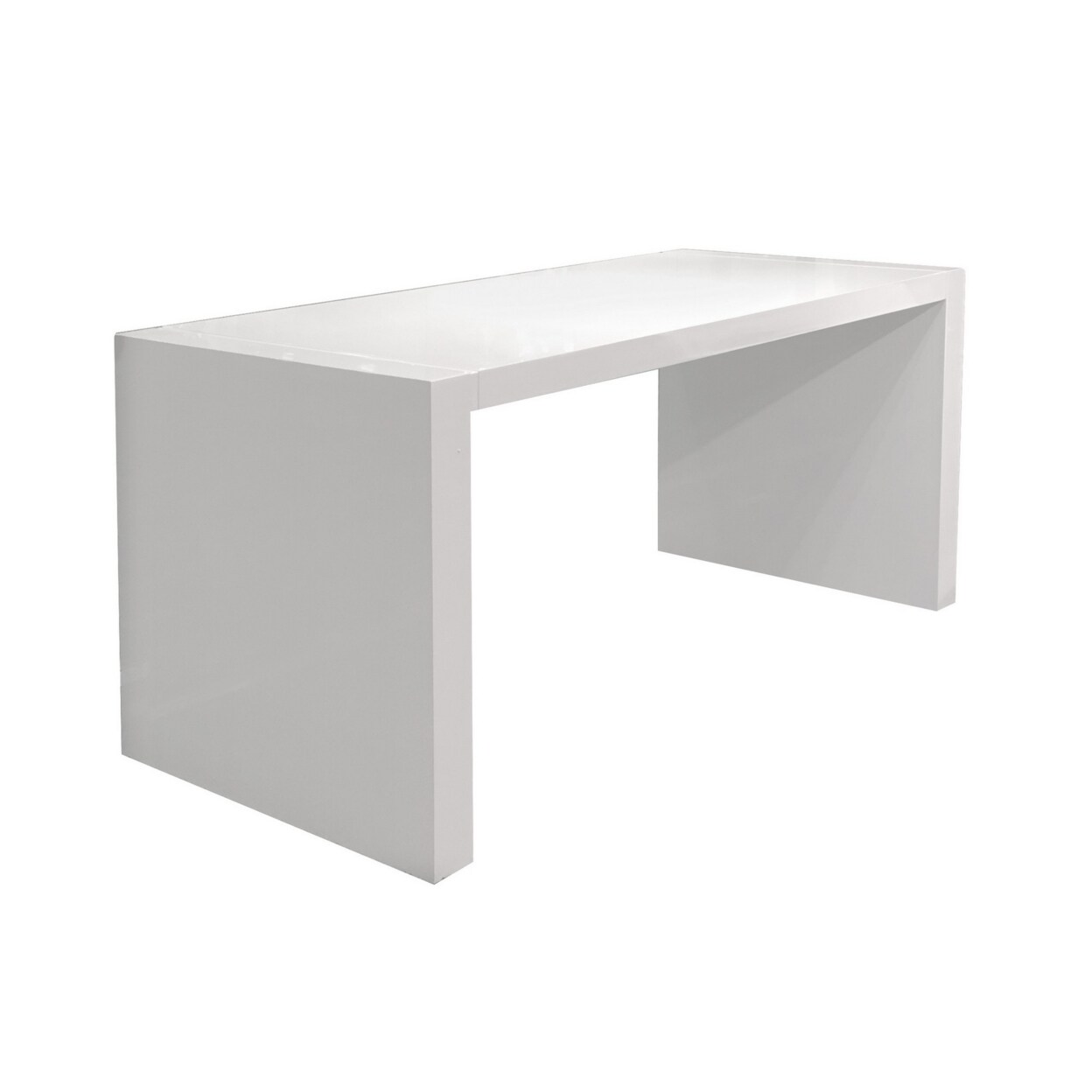 Saltoro Sherpi Lulu 28 Inch Minimalist Computer Desk Console with Panel Legs, Pure White,