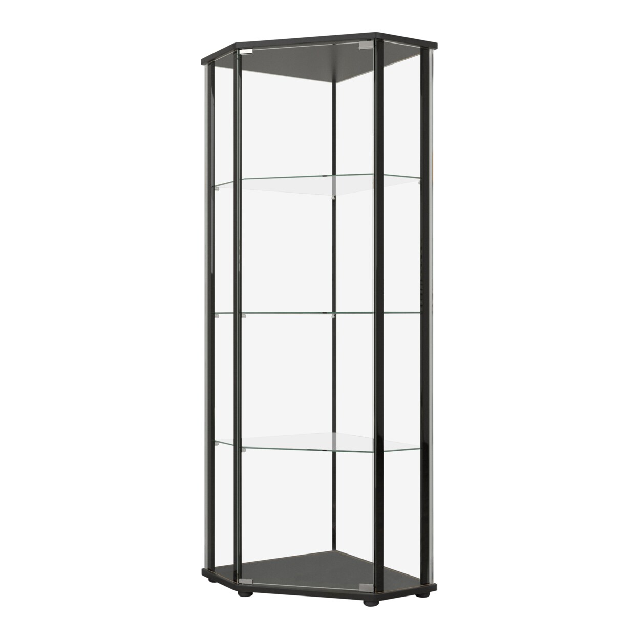 Saltoro Sherpi Metal Curio Cabinet with 1 Door and 3 Glass Shelves, Black-