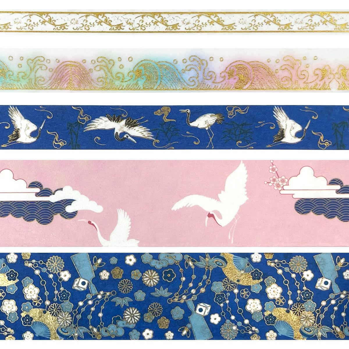 Wrapables Decorative Gold Foil Washi Tape and Sticker Set for Stationery, Diary, Card Making (10 Rolls &#x26; 10 Sheets)