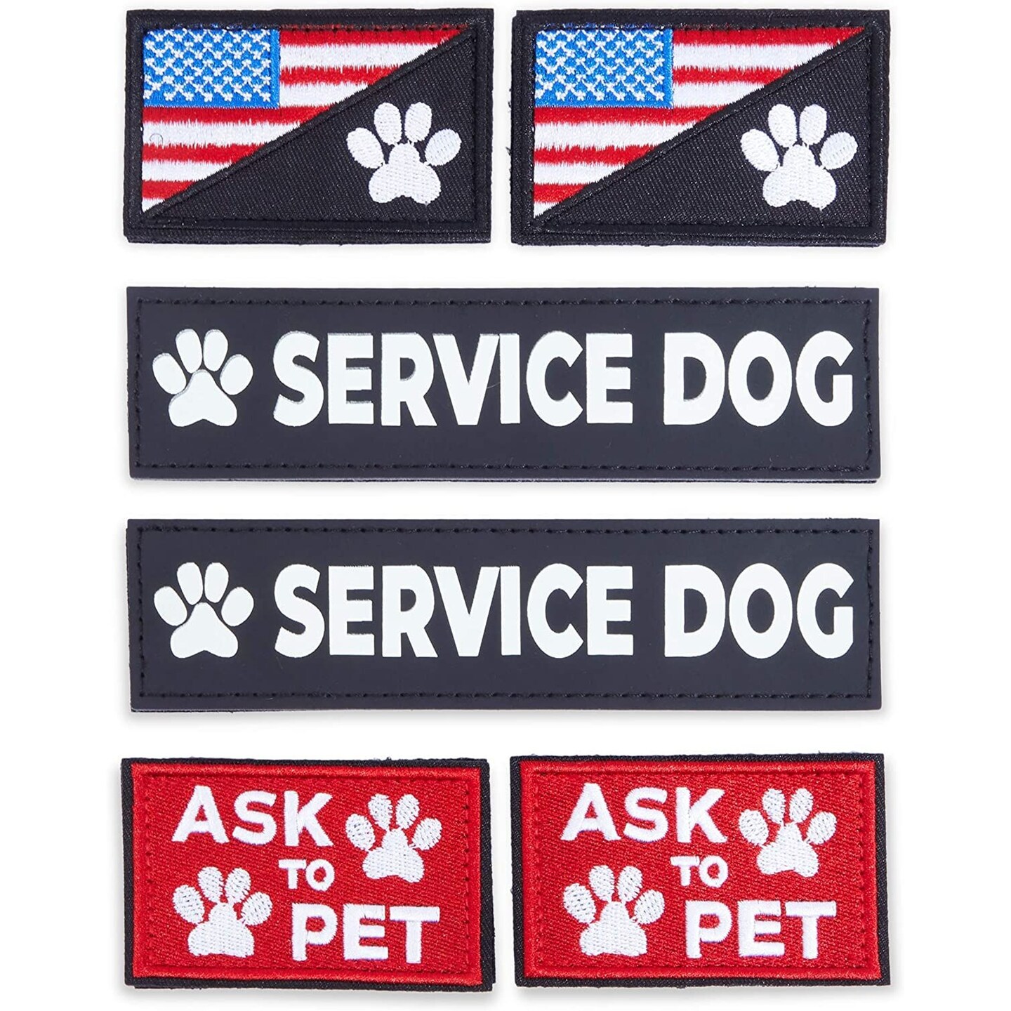 Service Dog Vest Patches, Ask to Pet Patch Set in 3 Designs (6
