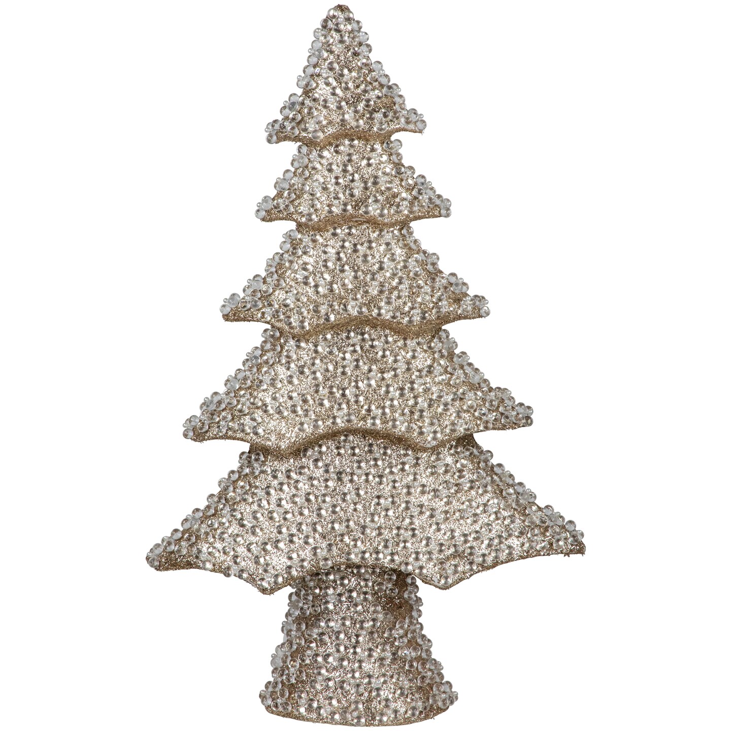 Northlight 20.5&#x22; Clear Beads and Gold Glitter Christmas Tree