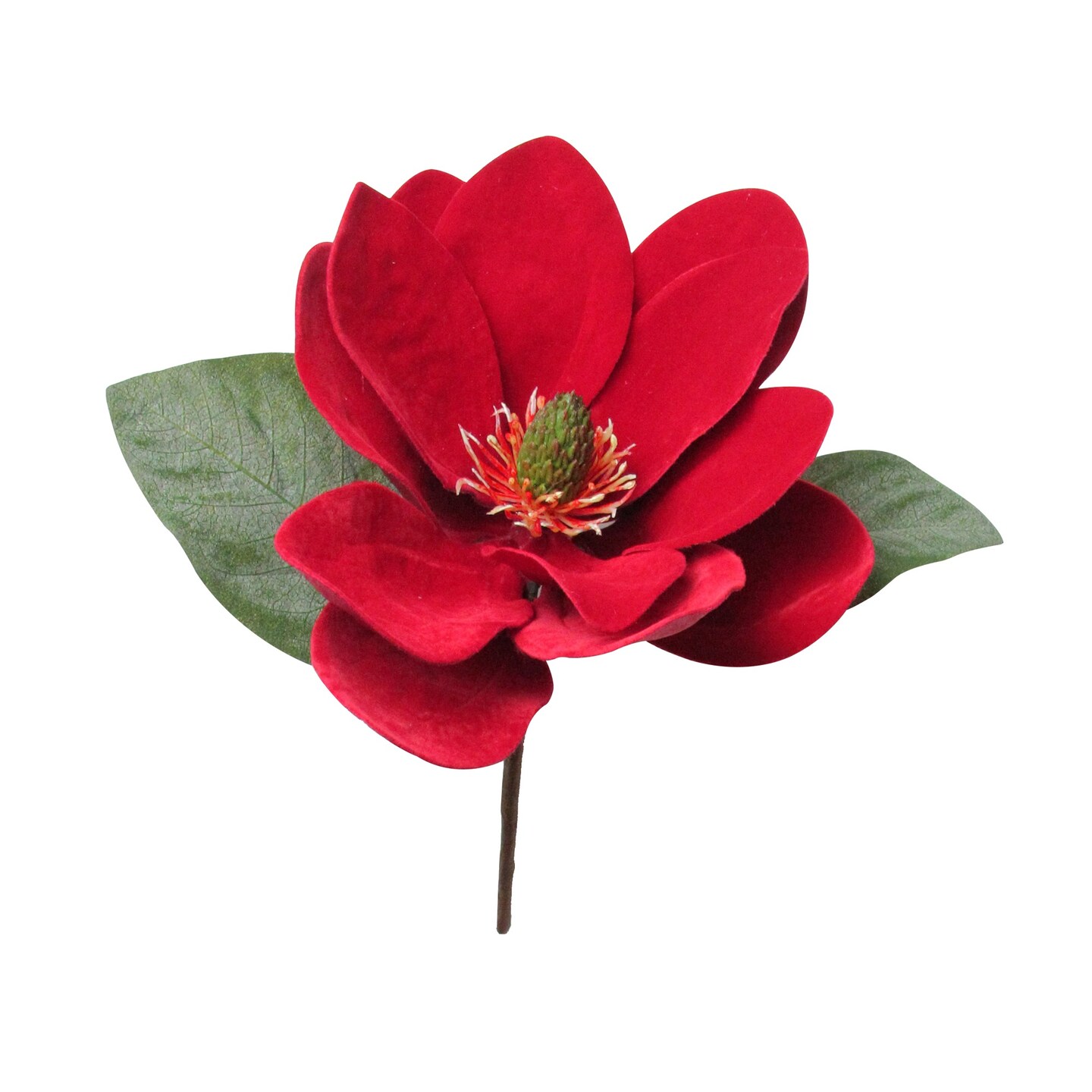 Northlight 11&#x22; Red and Green Artificial Magnolia Christmas Pick