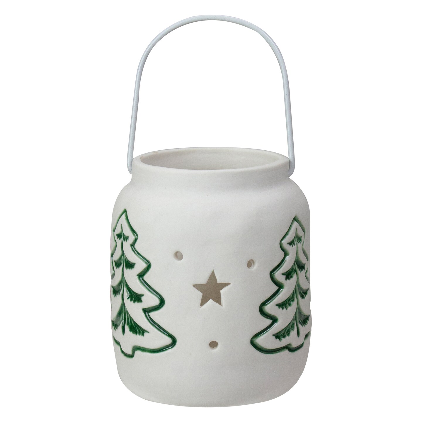 Northlight 4&#x22; White and Green Christmas Votive Candle Holder