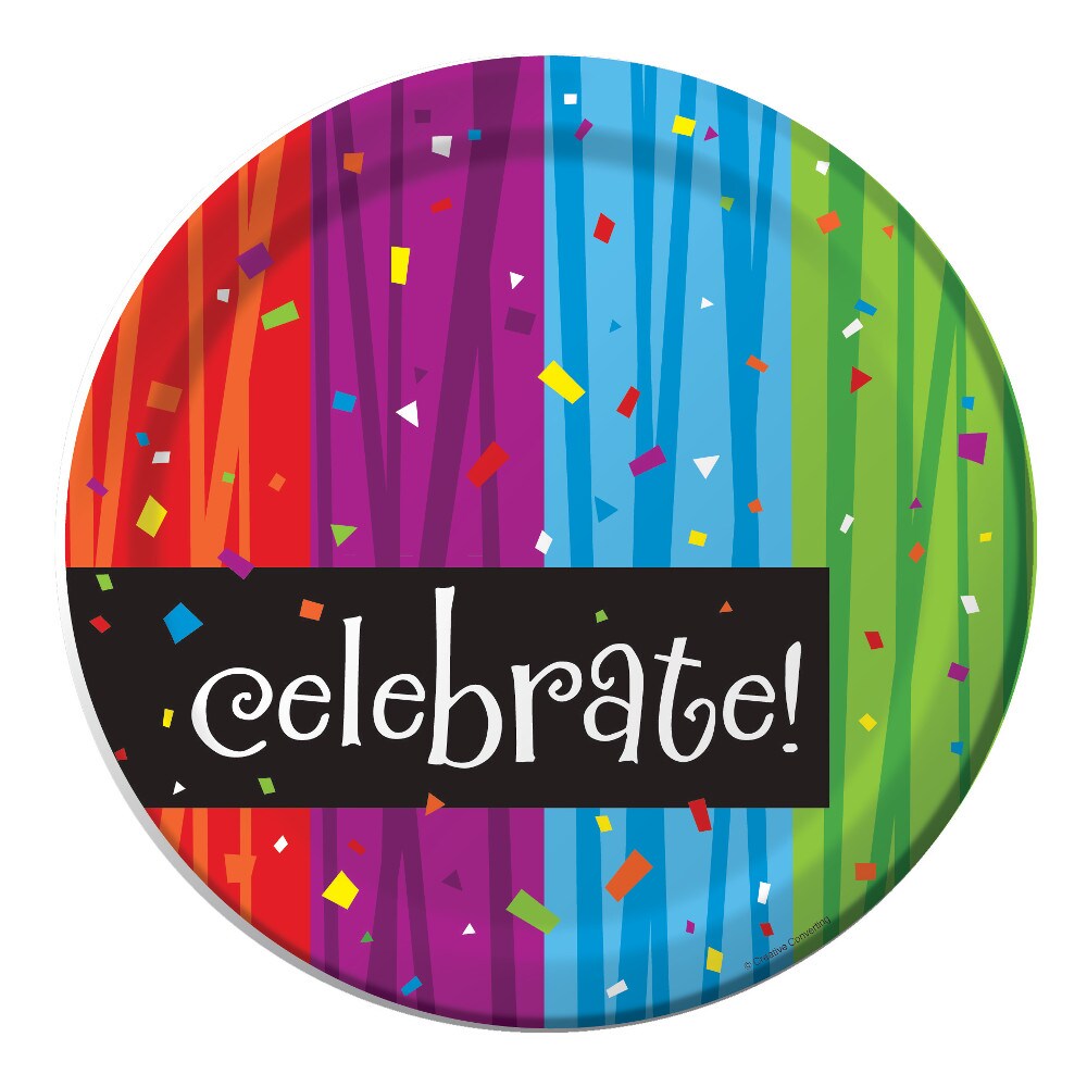 Party Central Milestone Celebrate Disposable Paper Party Dinner Plates - 9" - Club Pack of 96