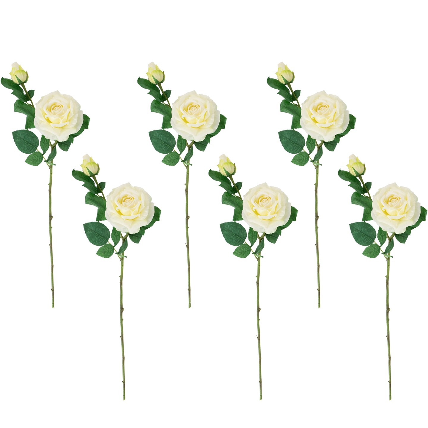 Northlight Real Touch&#x2122; White Artificial Rose Stems, Set of 6 - 26&#x22;