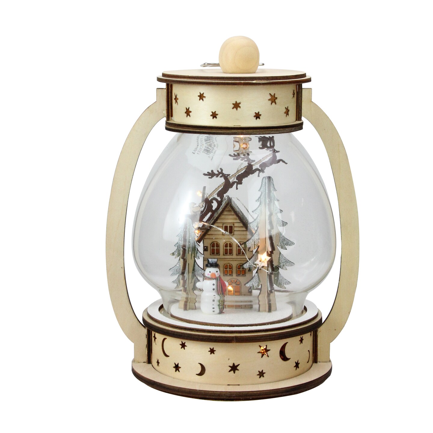 Roman 9.75&#x22; Clear and Beige LED Woodland Christmas Dome Lantern Tabletop Decoration