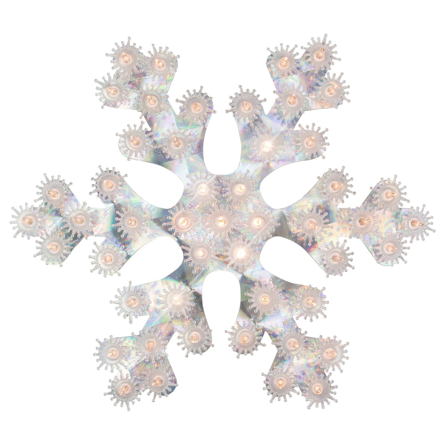 Northlight Lighted Holographic Snowflake Christmas Window Decoration - 12&#x22; - Clear Lights