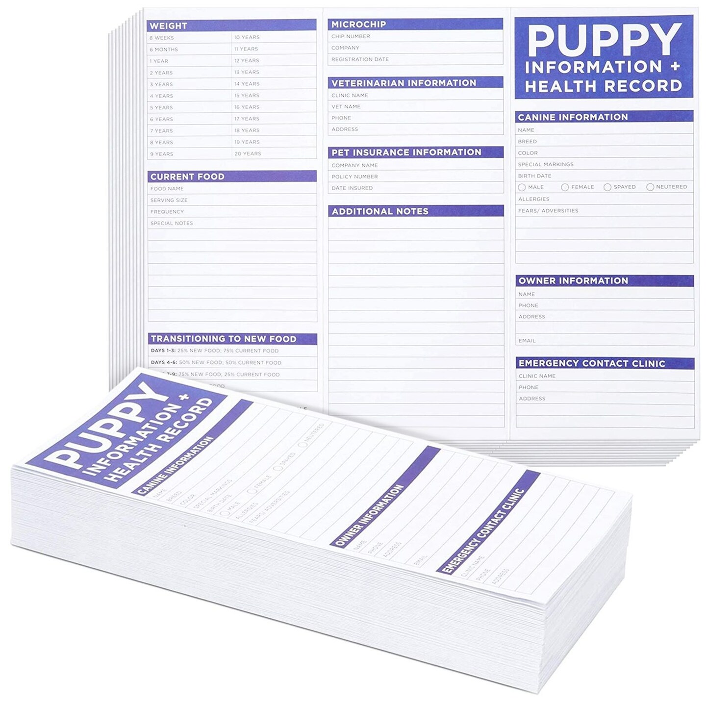 60 Pack Puppy Vaccination Record Cards Dog Vaccine And Canine Health 