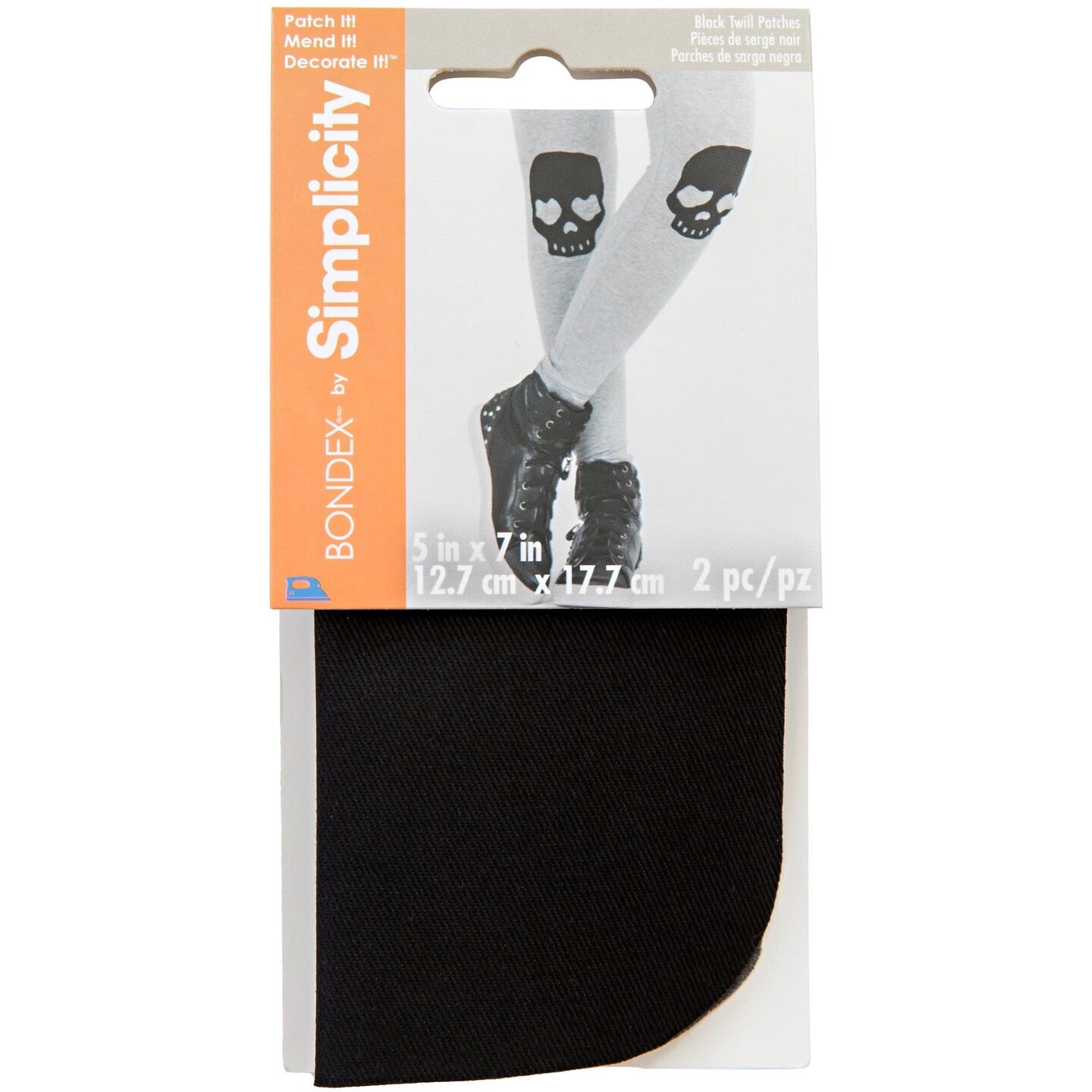 Bondex Iron-On Twill Patches 5&#x22;X7&#x22; 2/Pkg-Black