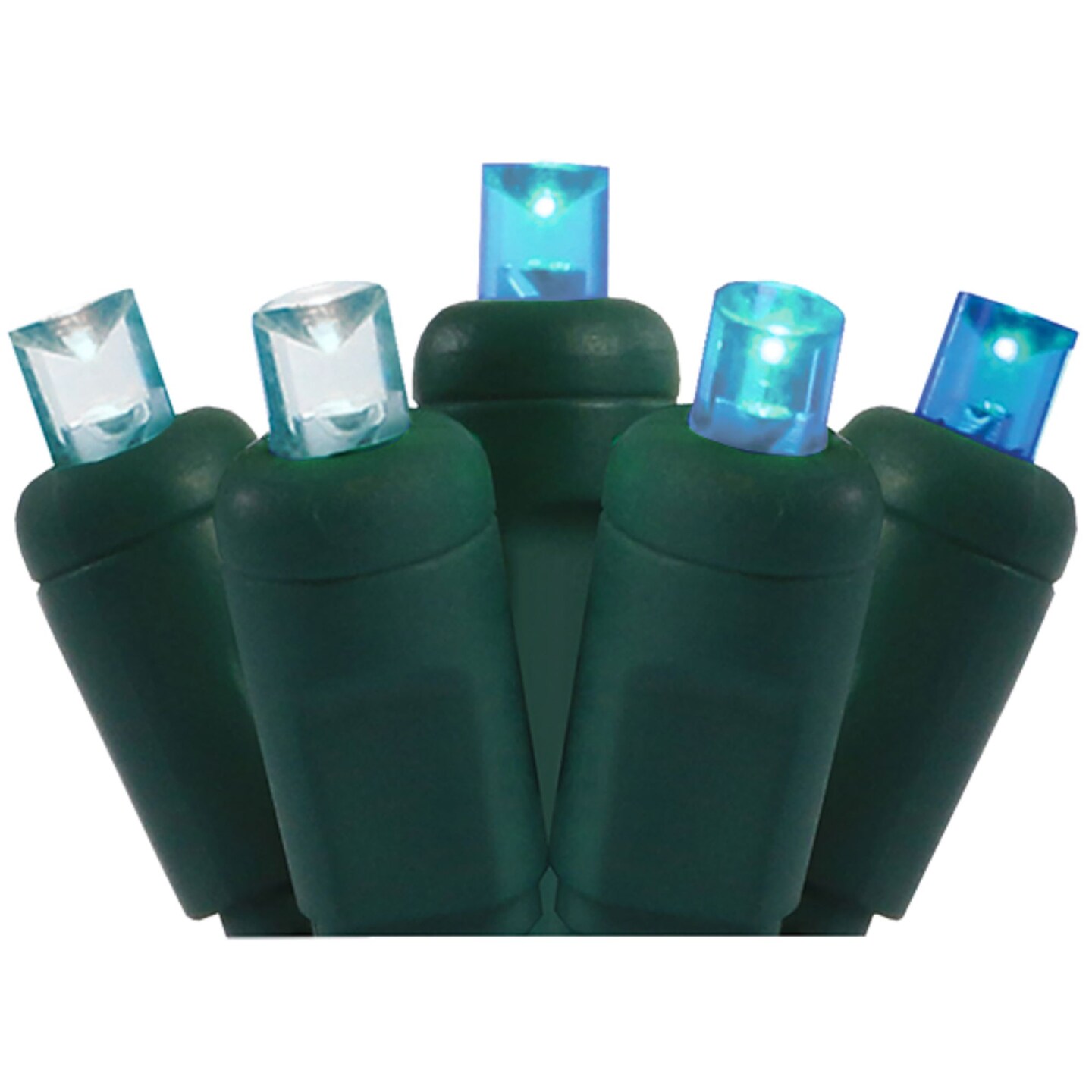 DLIG 50 Turquoise Blue Glacier LED Wide Angle Christmas String Lights - 25.17 ft Green Wire