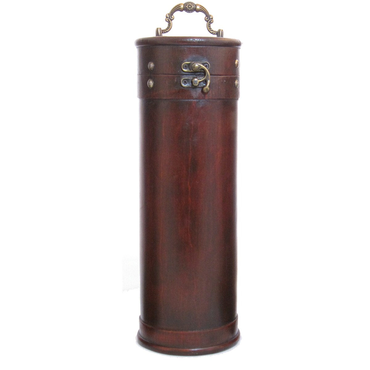 GC Home &#x26; Garden 12.75&#x22; Brown Leather Vintage Style Tower Wooden Single Wine Bottle Box