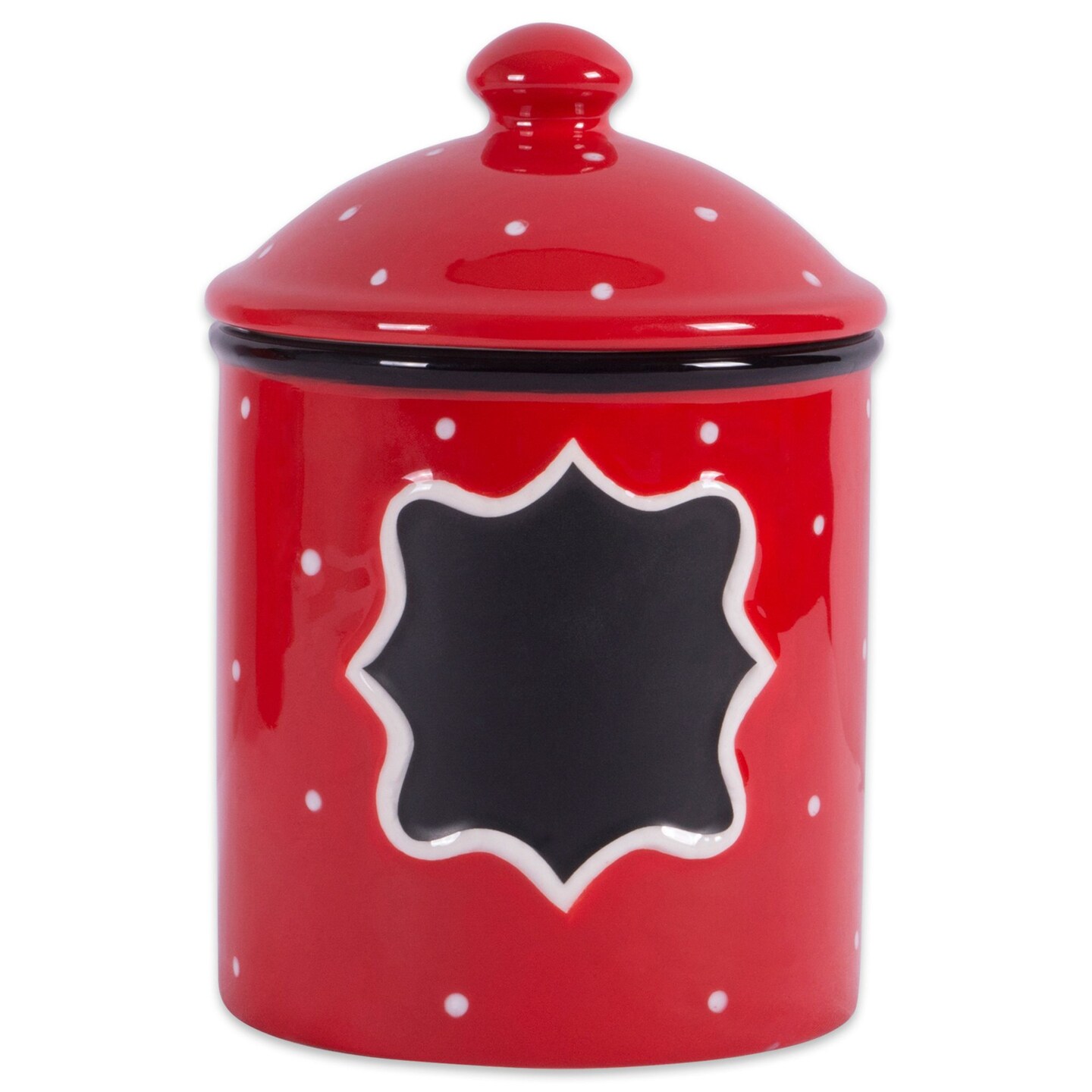 Contemporary Home Living 6.5&#x22; Red and White Contemporary Small Canister with Lid