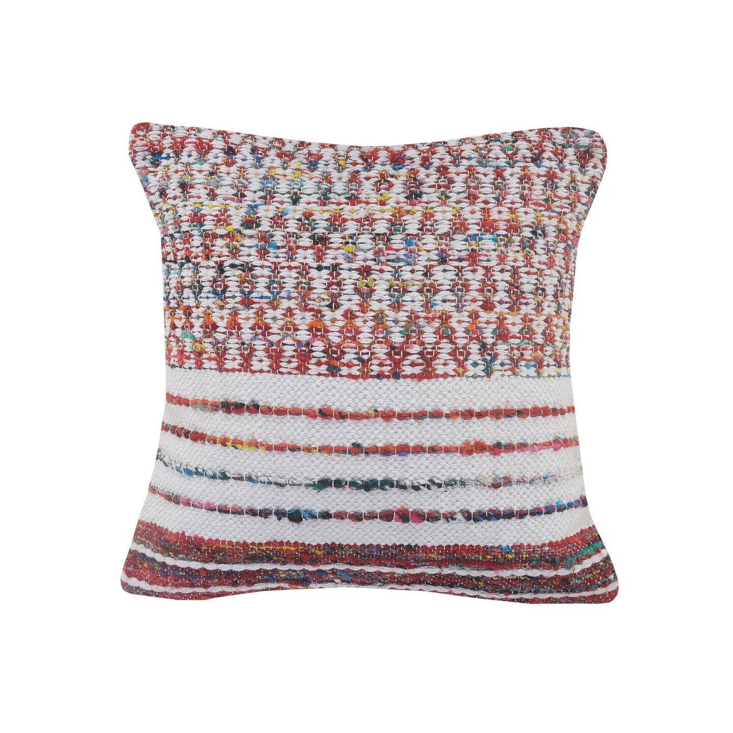 Laddha Home Designs 20&#x22; Red and White Geometric Square Throw Pillow