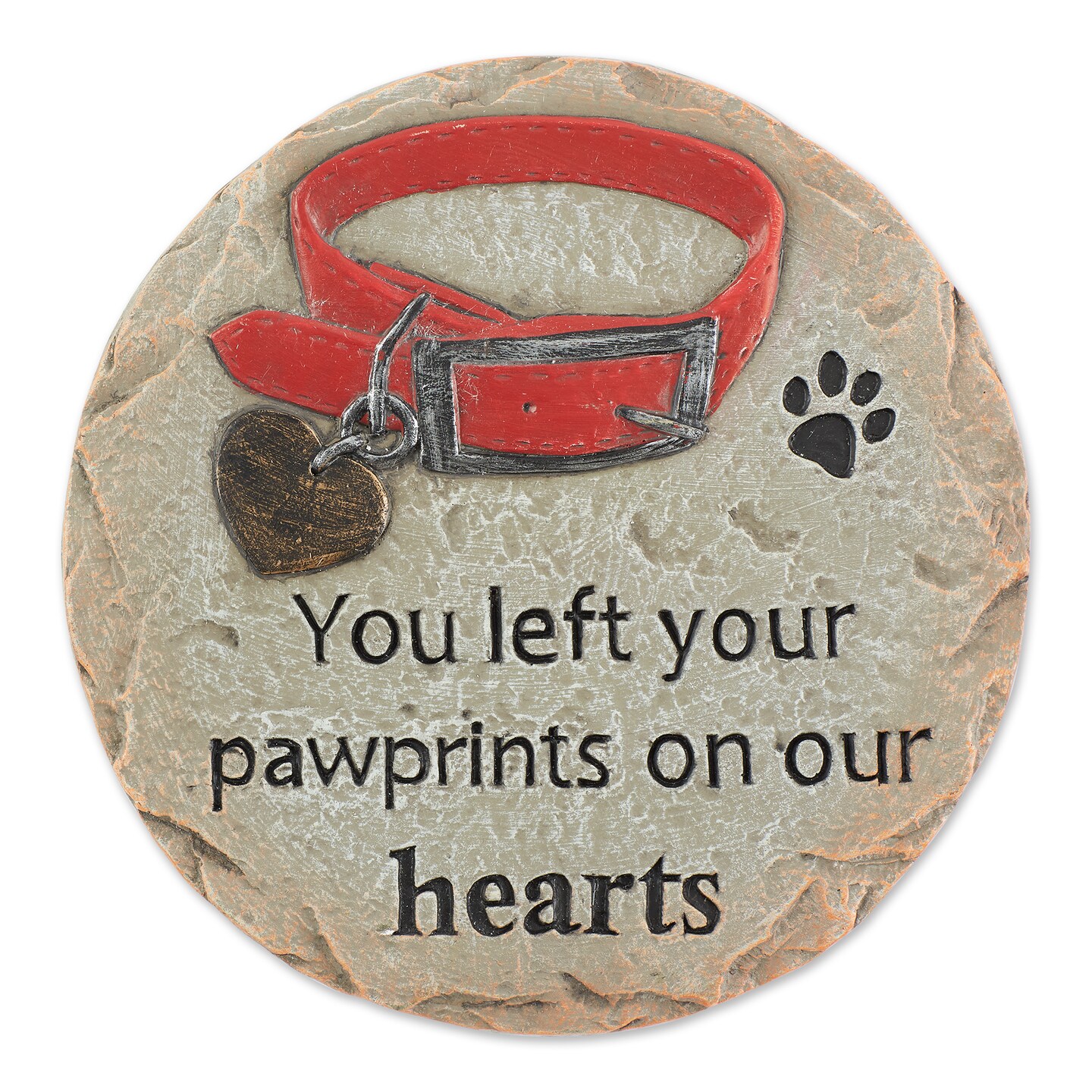 Contemporary Home Living &#x22;You Left Your Pawprints On Our Heart&#x22; Pet Memorial Stepping Stone - 9.75&#x22; - Brown