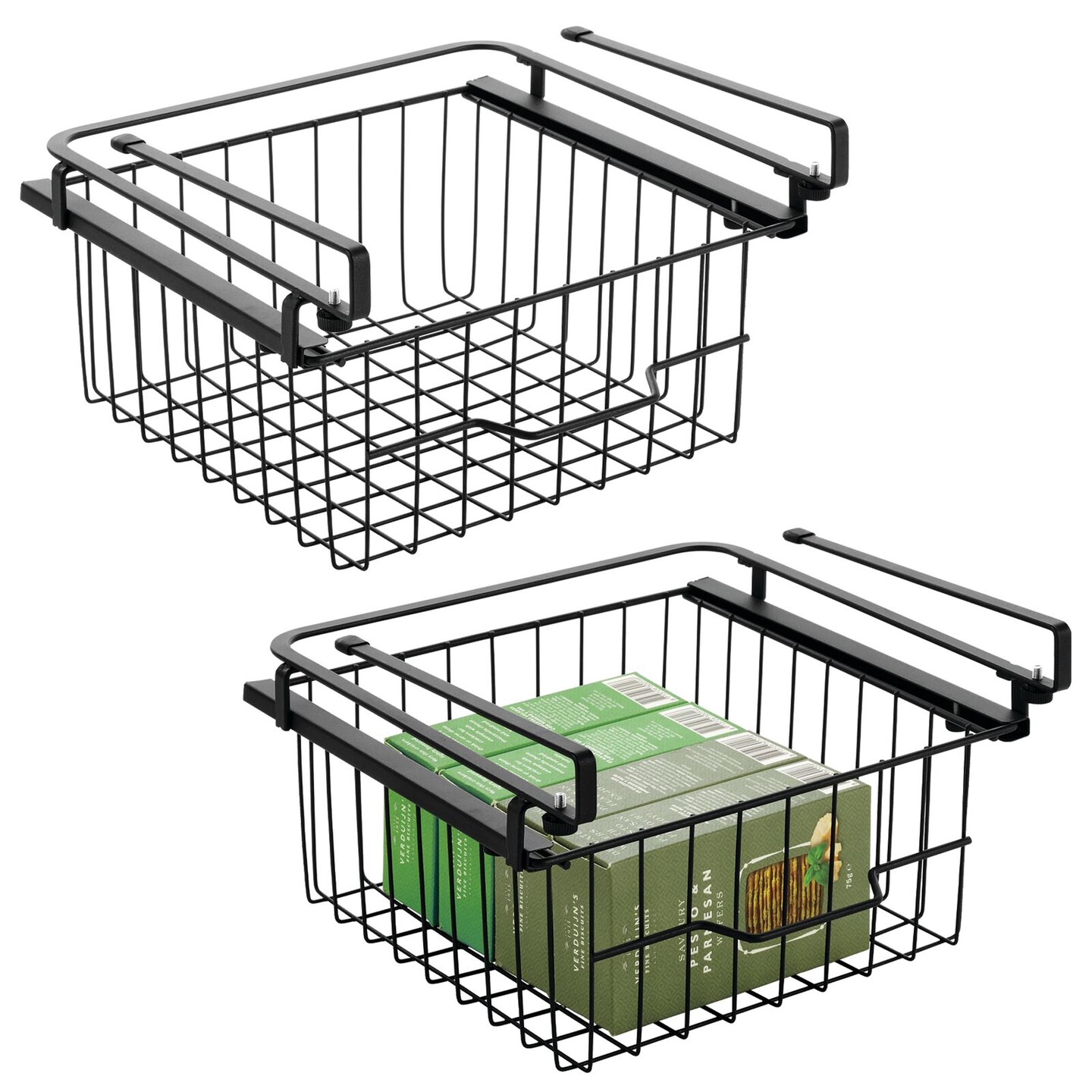 mDesign Compact Hanging Pullout Drawer Basket - Shelf Organizer