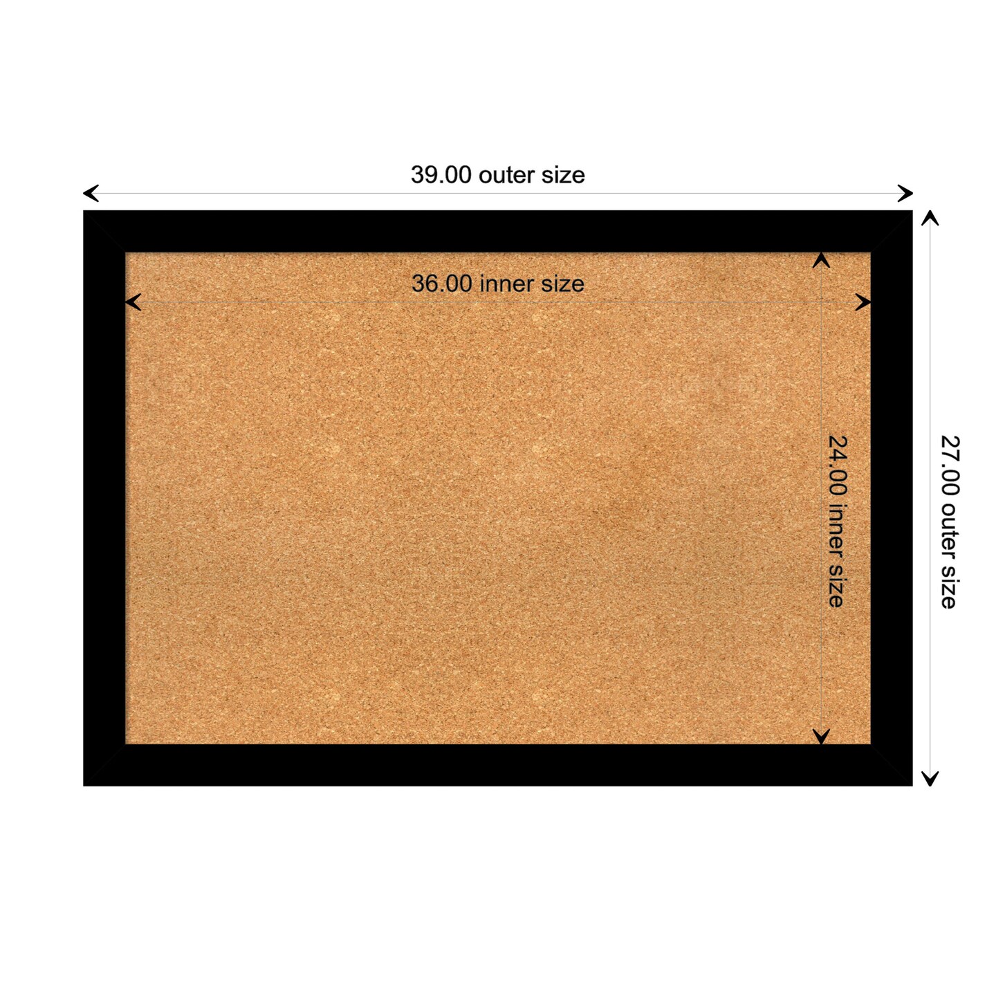 Brushed Framed Corkboard, Natural Cork