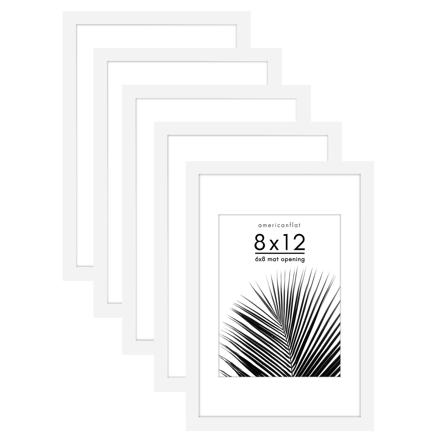 Americanflat Picture Frame Set with Mat - Set of 5 - Photo Frame Set of Five for Wall Display - Plexiglass Cover - Hanging Hardware