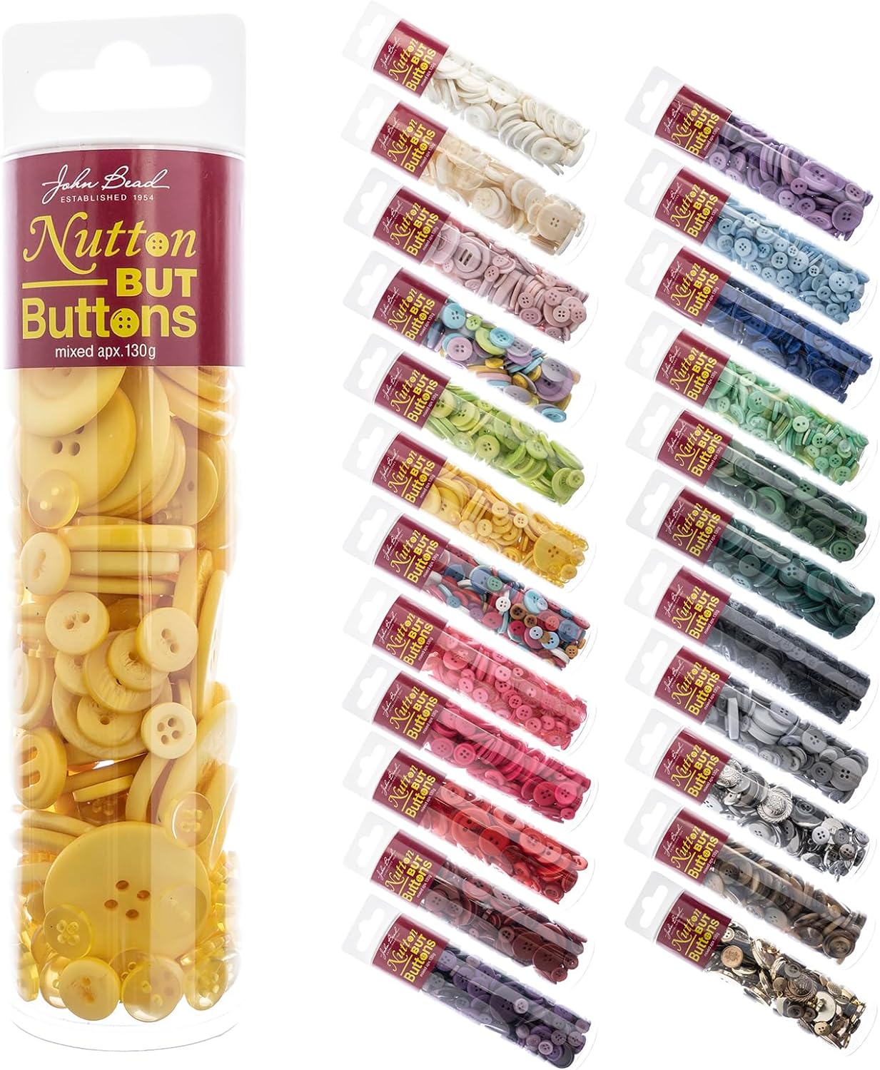 John Bead Nutton But Buttons Assorted Mixed Sizes, 130g