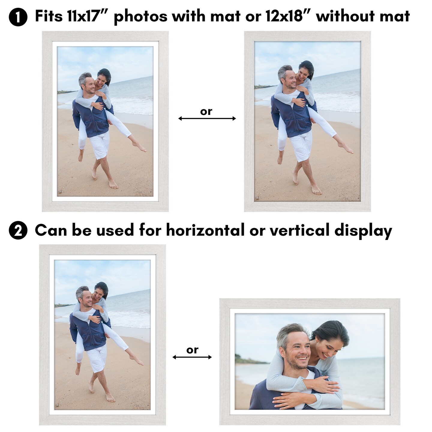 Americanflat Picture Frame with Wide Molding with Mat - Modern Wide Picture Frame - Plexiglass Cover - Hanging Hardware - Includes Easel