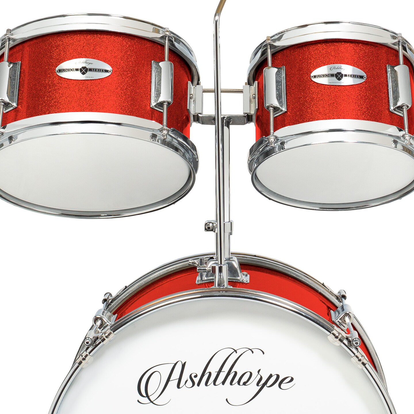 Ashthorpe 5-Piece Complete Junior Drum Set with Genuine Brass Cymbals - Advanced Beginner Kit with 16&#x22; Bass, Adjustable Throne, Cymbals, Hi-Hats, Pedals &#x26; Drumsticks