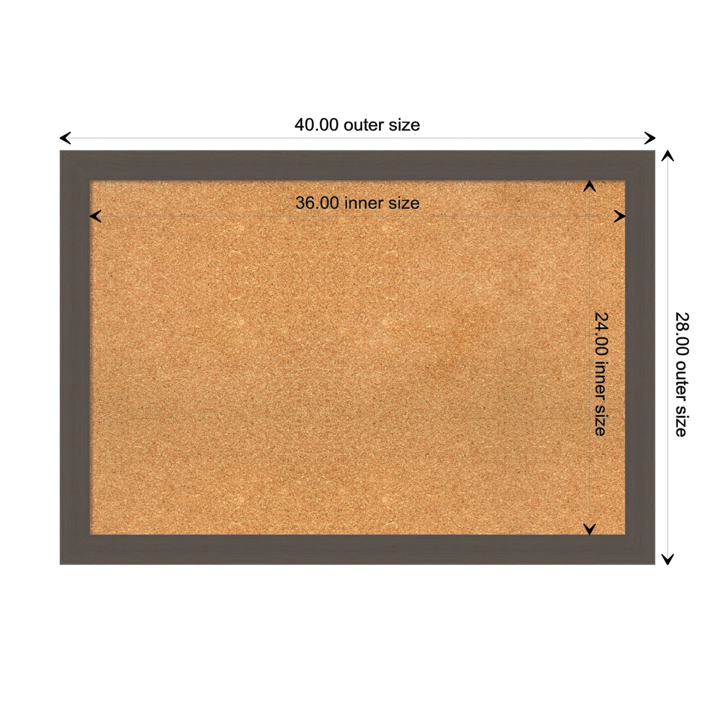 Brushed Framed Corkboard, Natural Cork