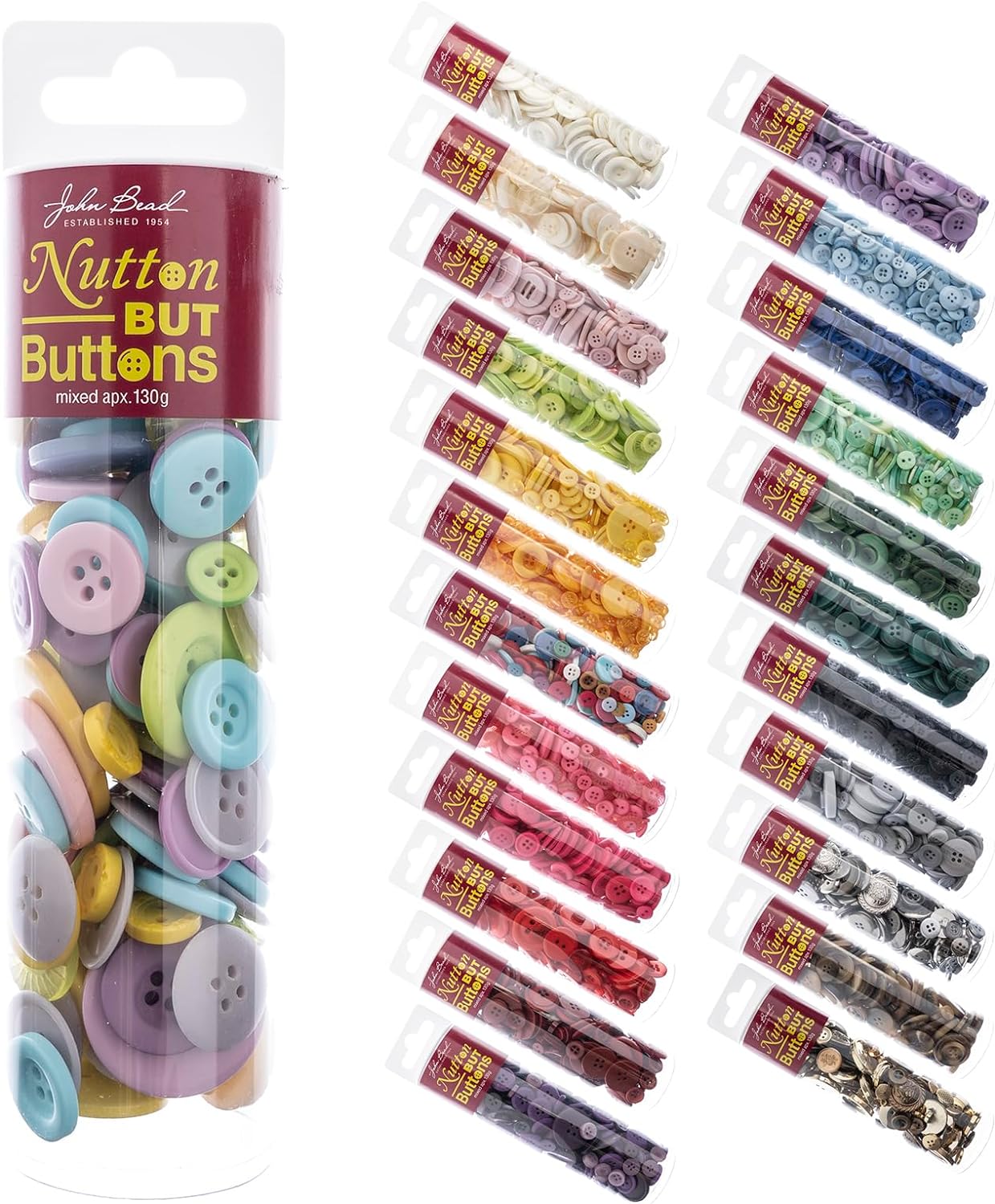 John Bead Nutton But Buttons Assorted Mixed Sizes, 130g