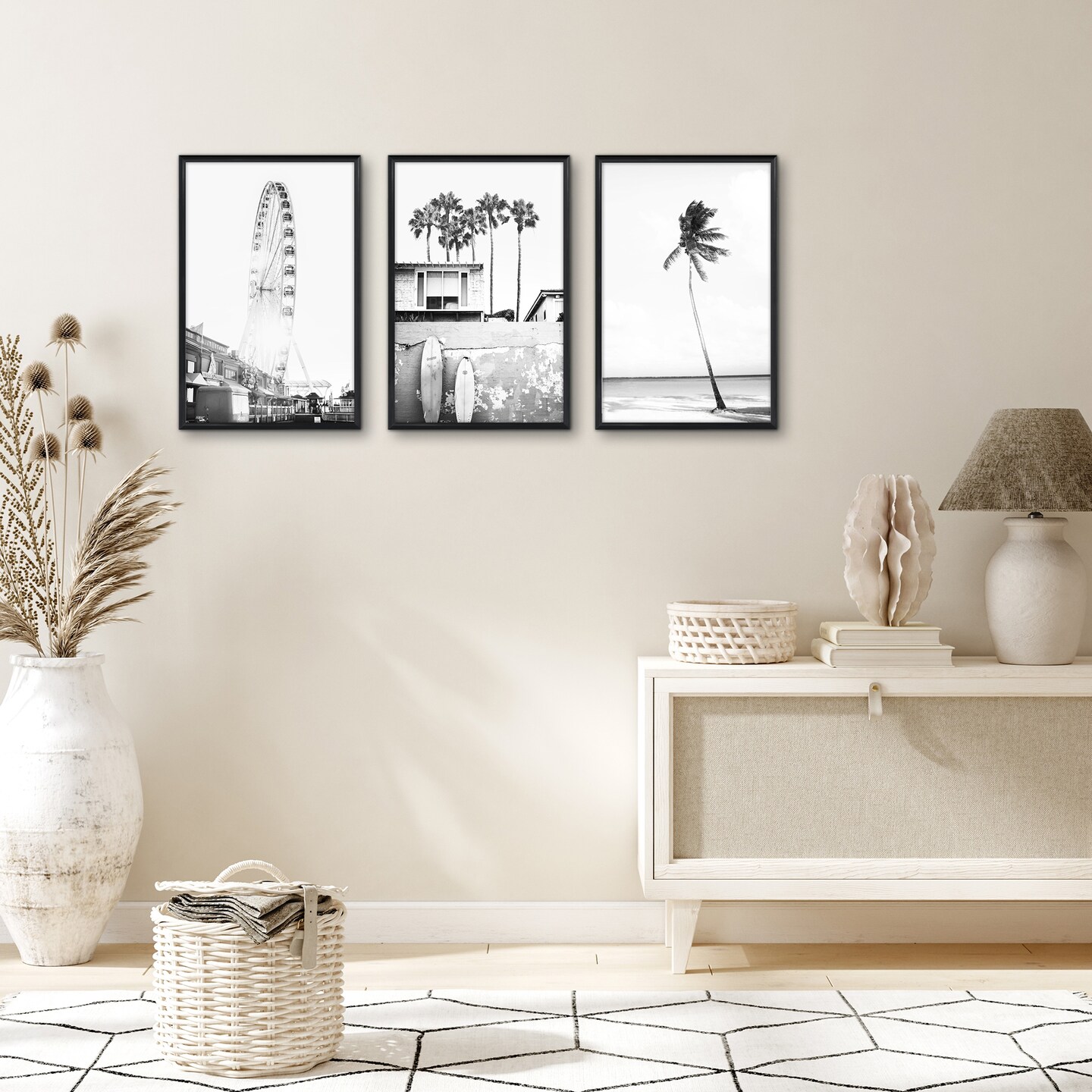 Americanflat Snap-In Picture Frame in Black - Set of 3 - Poster Frame with Slimline Molding, Plexiglass Cover, and Hanging Hardware - Black