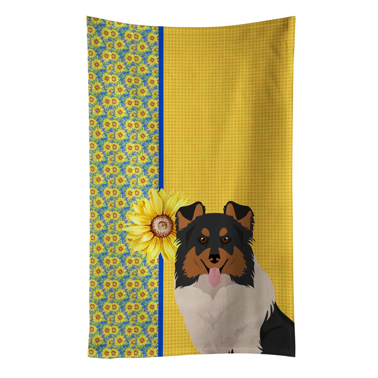 Caroline&#x27;s Treasures Summer Sunflowers Tricolor Sheltie Kitchen Towel