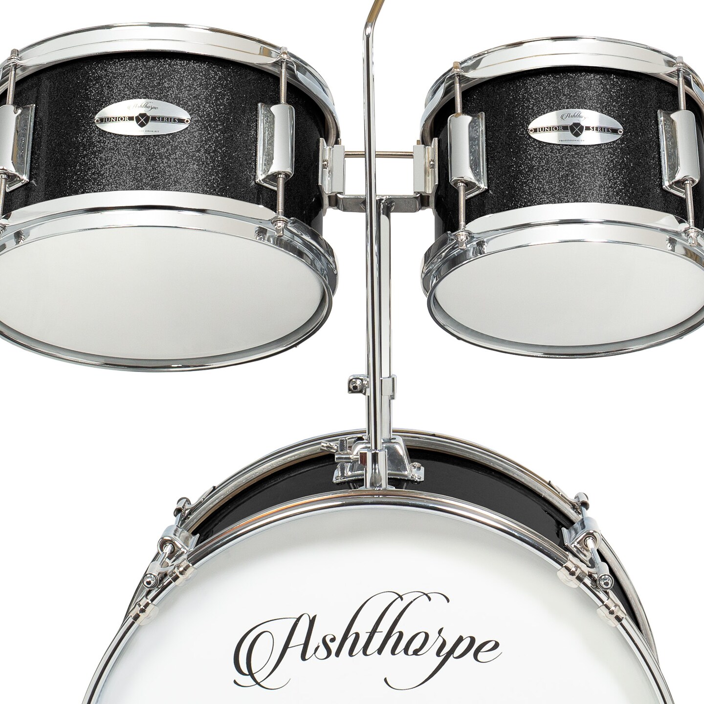 Ashthorpe 5-Piece Complete Junior Drum Set with Genuine Brass Cymbals - Advanced Beginner Kit with 16&#x22; Bass, Adjustable Throne, Cymbals, Hi-Hats, Pedals &#x26; Drumsticks