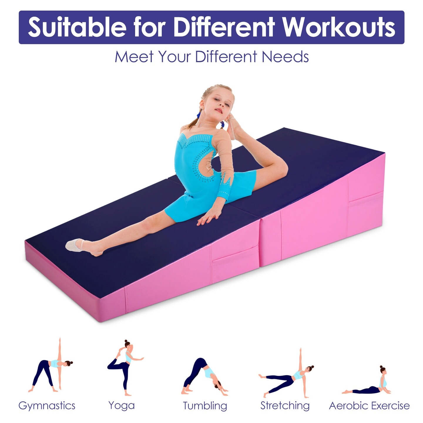 Tumbling Incline Gymnastics Exercise Folding Wedge Ramp Mat