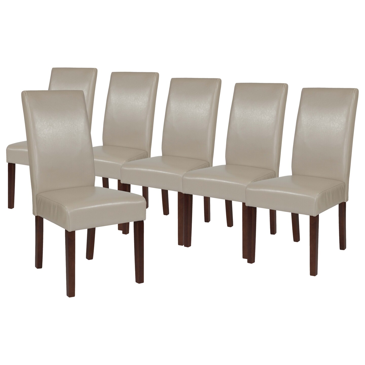 Merrick Lane Ellison Mid-Century Panel Back Parsons Accent Dining Chair - Set of 6