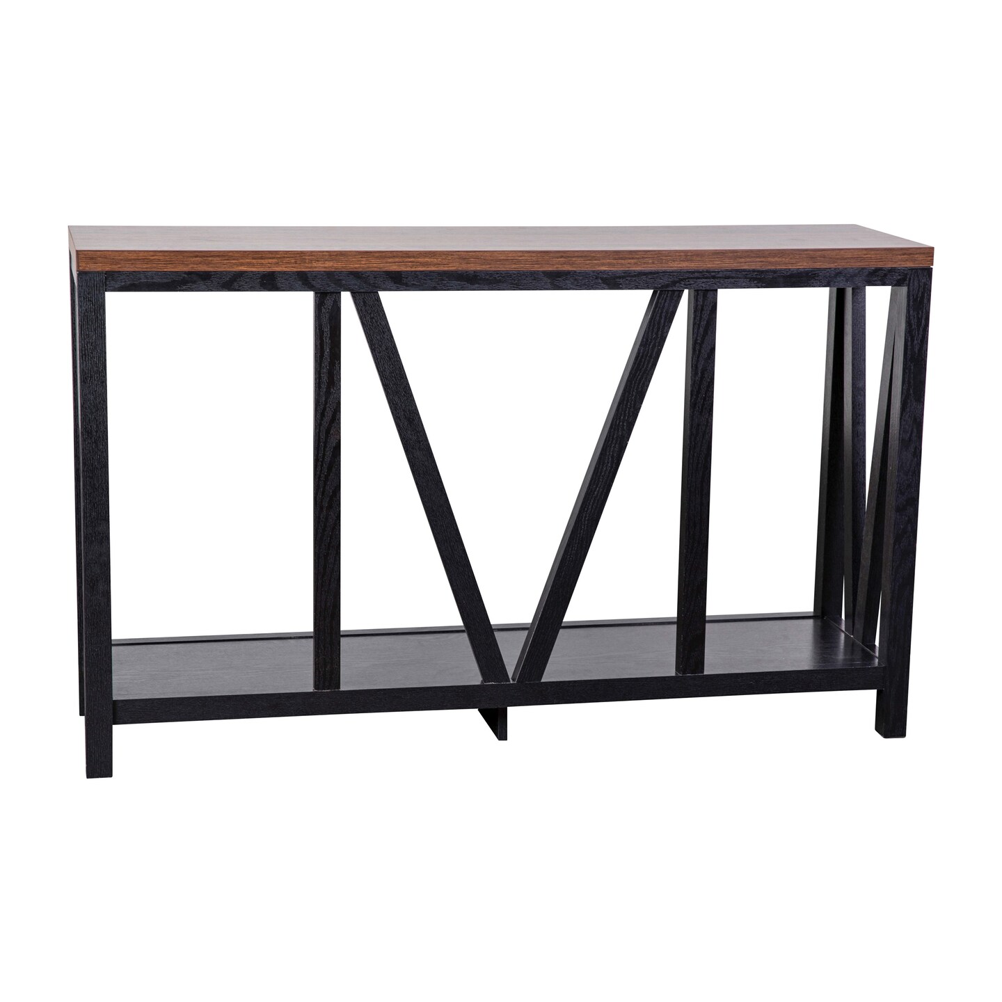 Merrick Lane Erikson Modern Farmhouse Engineered Wood Sofa Table with Wood Bracing and Lower Shelf