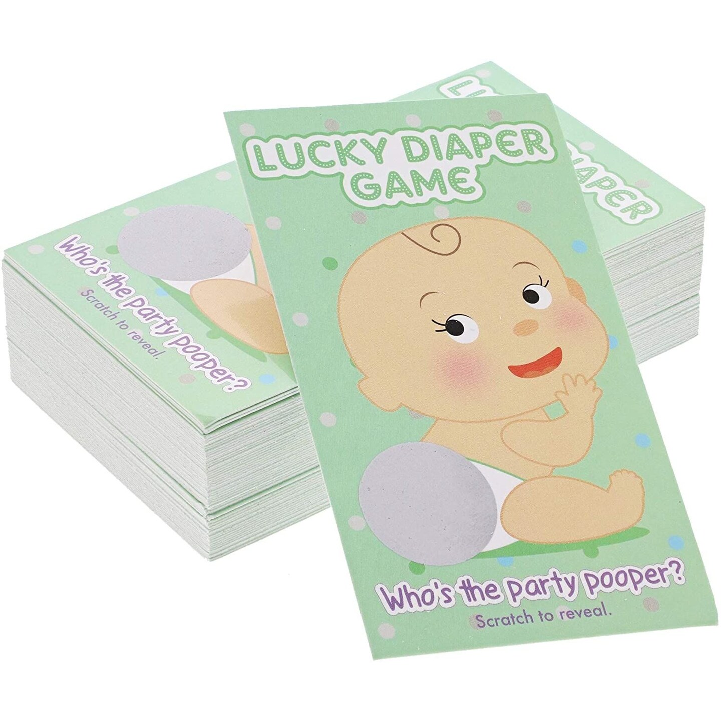 Paper Junkie Baby Shower Scratch Cards, Diaper Game &#x2013; Set of 60, Gender Neutral