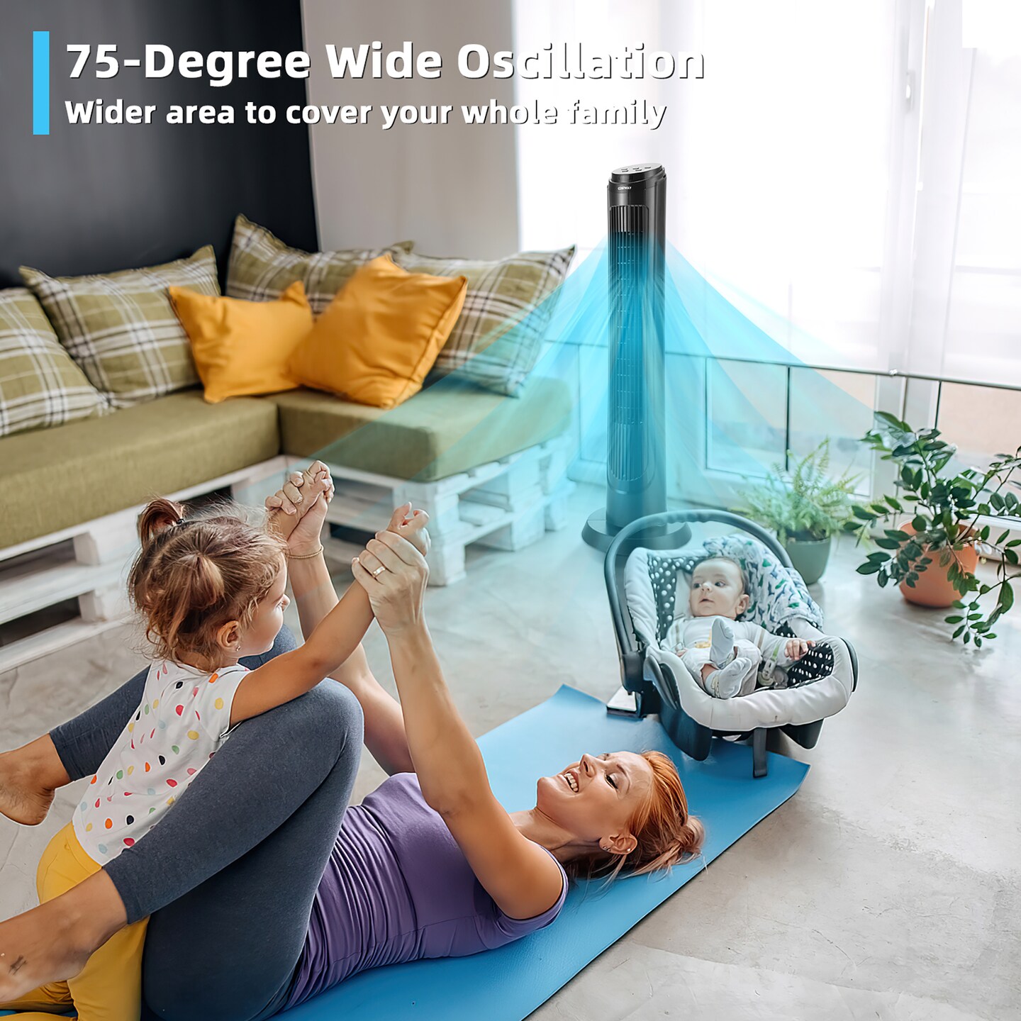 Costway 40&#x27;&#x27;Tower Fan with Remote 75 Degree Oscillating Fan w/ 3 Wind Modes &#x26; 4 Wind Speeds