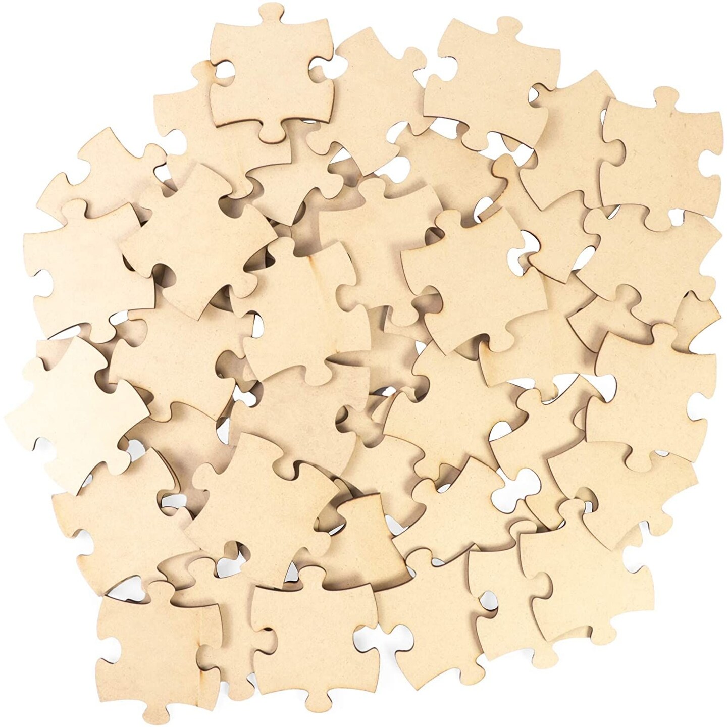 50 Piece Blank Wooden Puzzle Jumbo Size, Each Piece is 4x3.2 Inches to Draw  on, Unfinished Freeform Large Jigsaw Puzzle Pieces for Arts & Crafts